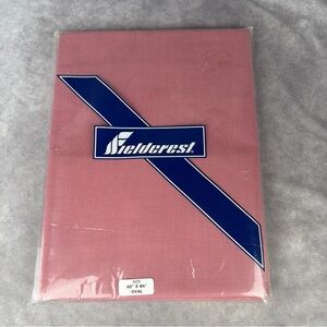 NOS Fieldcrest Oval Tablecloth 60x84 Mauve Pink Cotton Blend